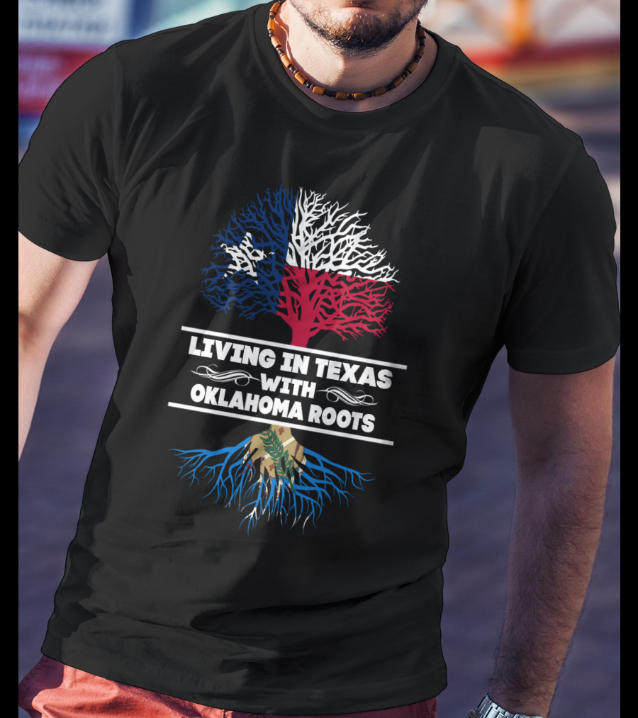 Texas Pride Tree With Oklahoma Roots Flag Colors T-Shirt