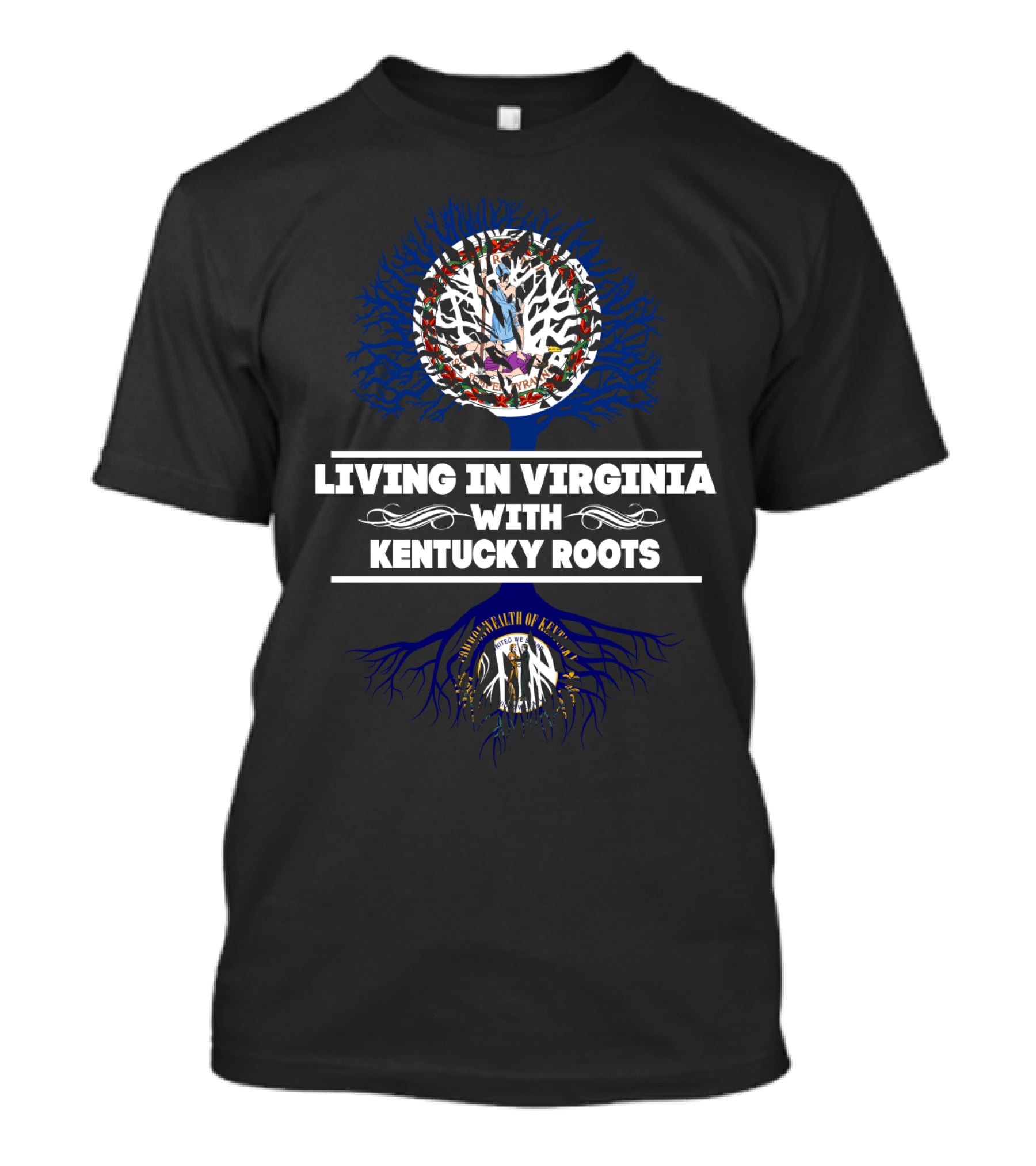 Virginia And Kentucky Heritage: Living In Virginia With Commonwealth Of Kentucky Roots T-Shirt
