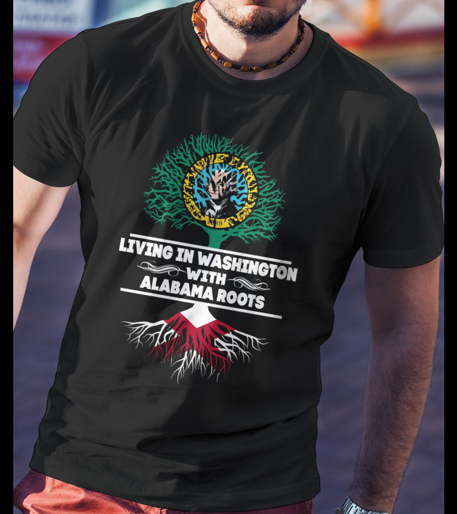 Living In Washington With Alabama Roots Music Skull Tree T-Shirt
