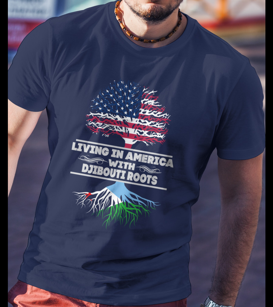 Living IN America With Djibouti Roots USA Flag Tree T-Shirt