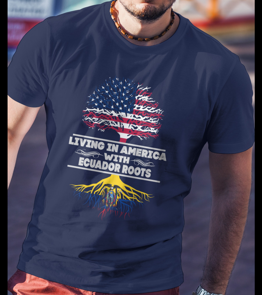 Living IN America With Ecuador Roots USA Flag Tree T-Shirt