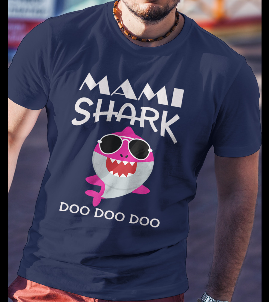 Mami Shark Doo Doo Doo Sunglasses Pink Cartoon T-Shirt