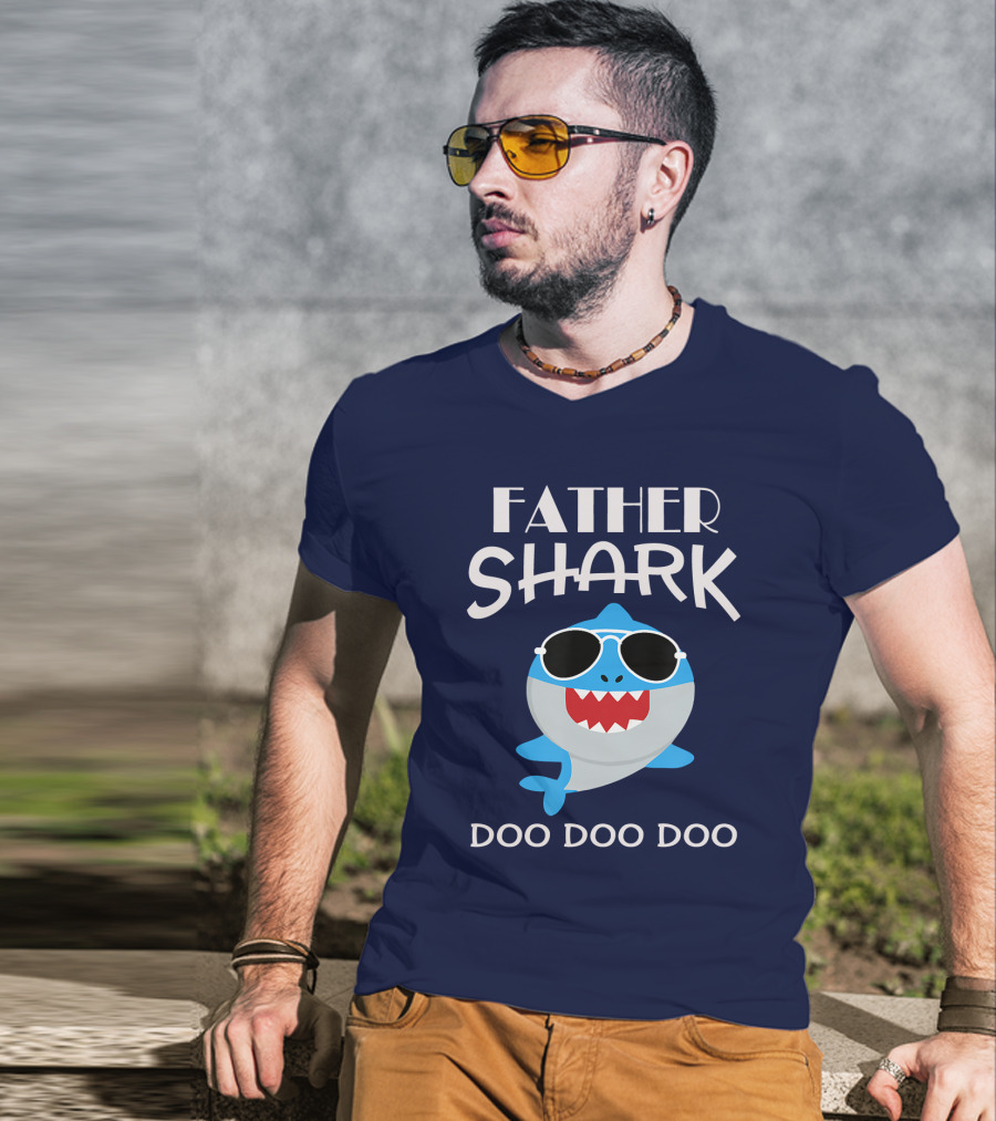 Father Shark Doo Doo Doo Sunglasses Fun T-Shirt