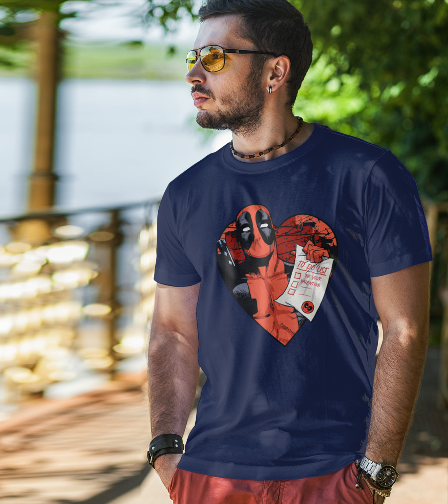 Marvel Deadpool Be Your Valentine To Do List Heart T-Shirt