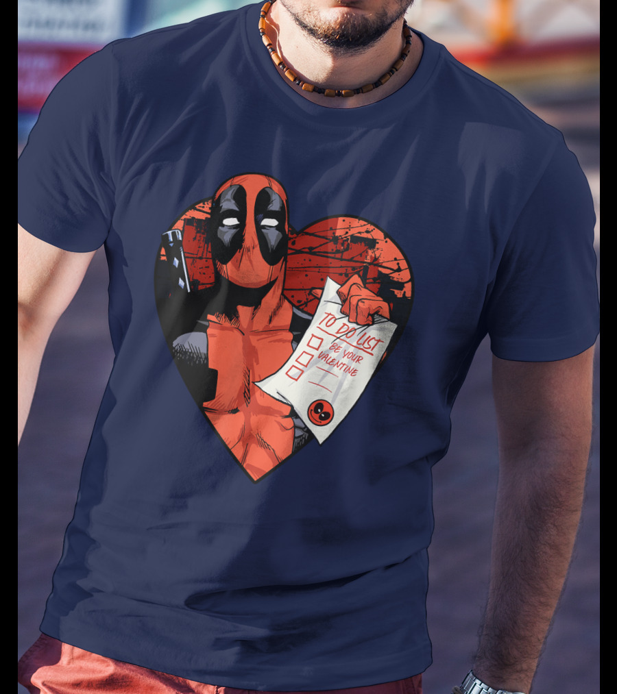 Marvel Deadpool Be Your Valentine To Do List Heart T-Shirt