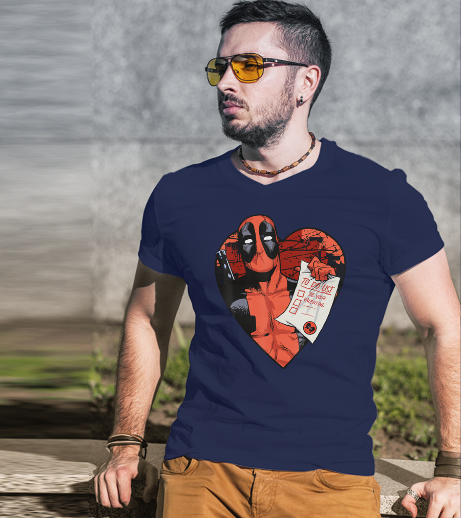 Marvel Deadpool Be Your Valentine To Do List Heart T-Shirt