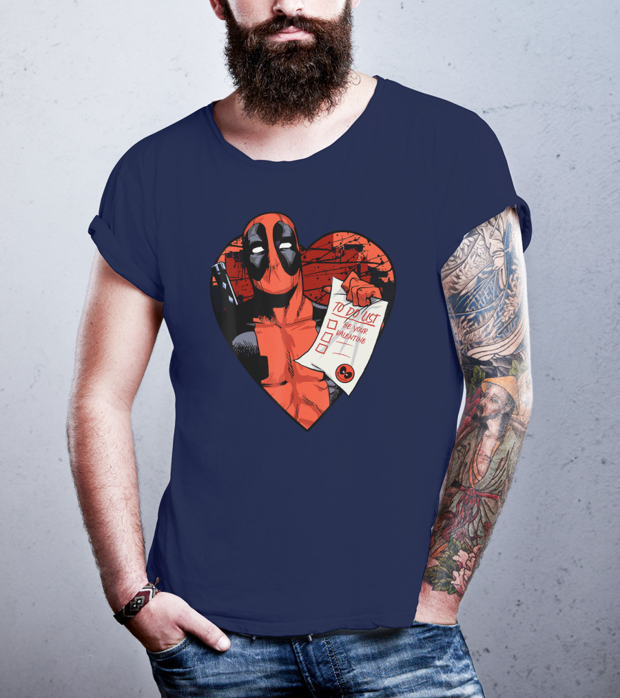 Marvel Deadpool Be Your Valentine To Do List Heart T-Shirt