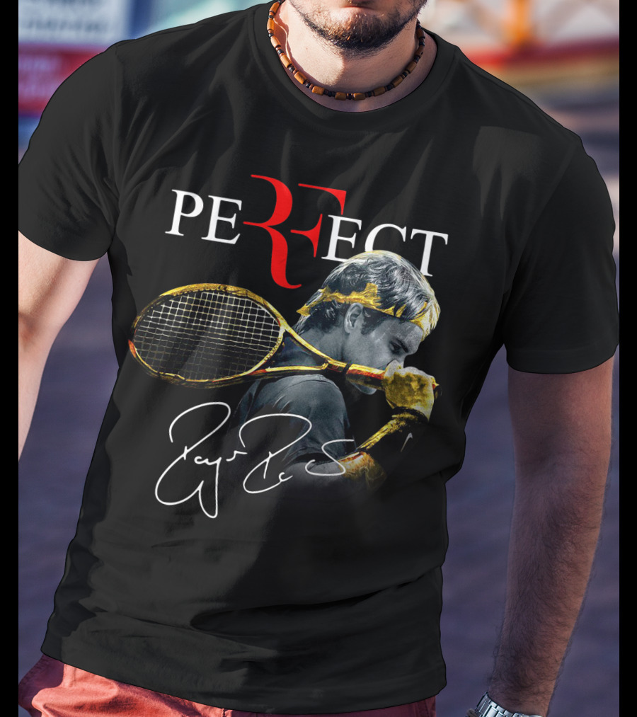 Roger Federer Perfect Tennis Tribute Racket Signature Iconic Moment T-Shirt
