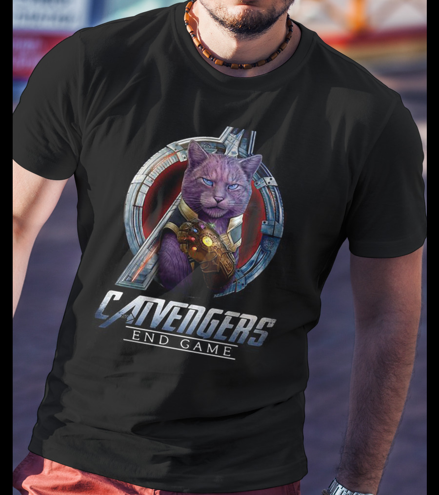 Catvengers End Game Infinity Gauntlet Purple Cat Avengers Iconic T-Shirt