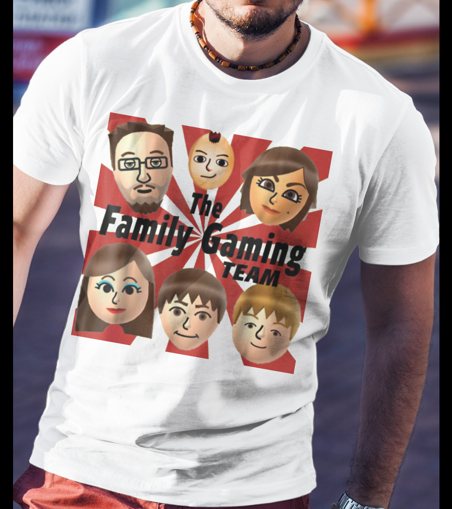 Family Gaming Team Characters With Text Burst T-Shirt