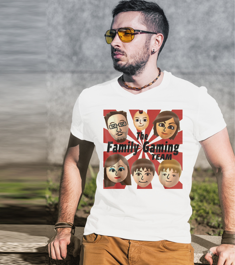Family Gaming Team Characters With Text Burst T-Shirt