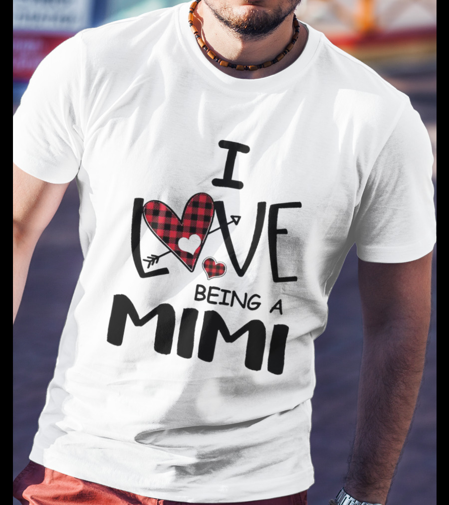 I Love Being A Mimi Heart Arrow Plaid T-Shirt