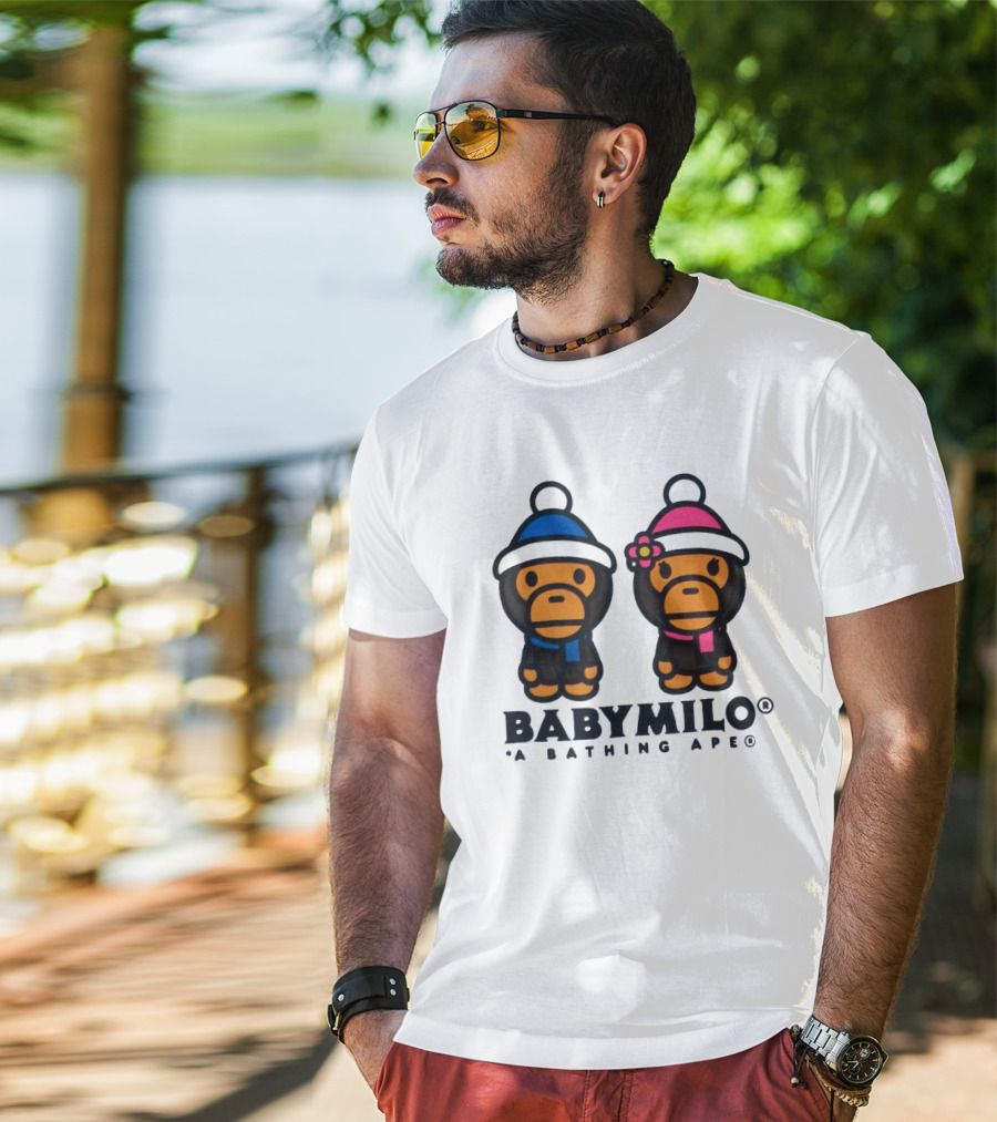 BABY MILO A BATHING APE Blue And Pink Winter Outfits T-Shirt