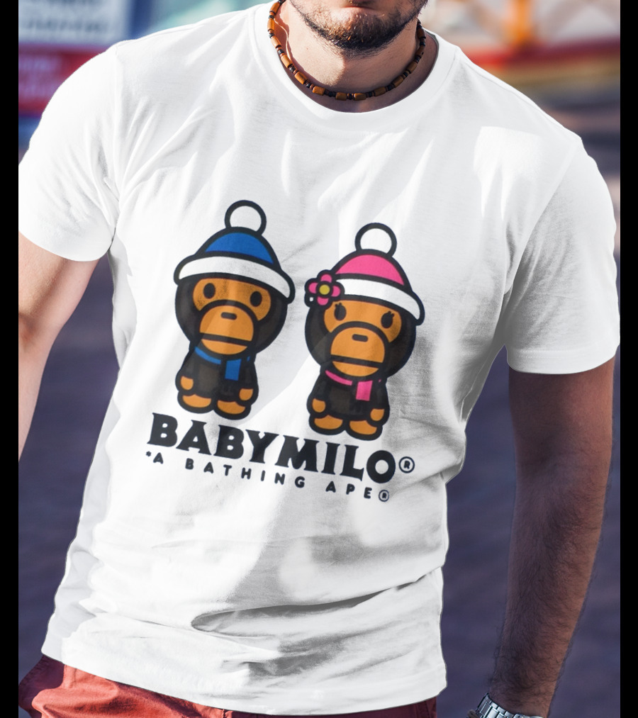 BABY MILO A BATHING APE Blue And Pink Winter Outfits T-Shirt