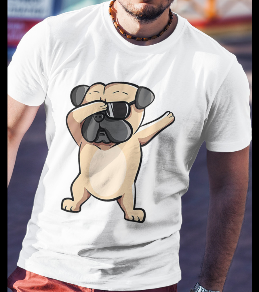 Cool Dabbing Pug With Sunglasses Cute Funny Dog Dab AZP T-Shirt