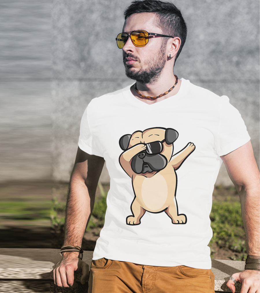 Cool Dabbing Pug With Sunglasses Cute Funny Dog Dab AZP T-Shirt