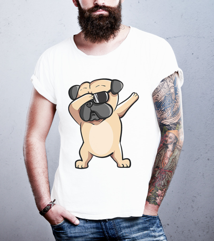 Cool Dabbing Pug With Sunglasses Cute Funny Dog Dab AZP T-Shirt