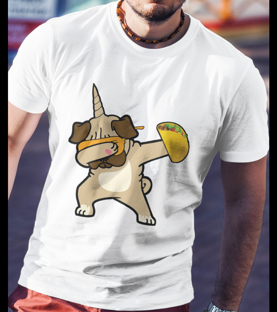 Dabbing Pugicorn With Taco Mexican Style Fun T-Shirt