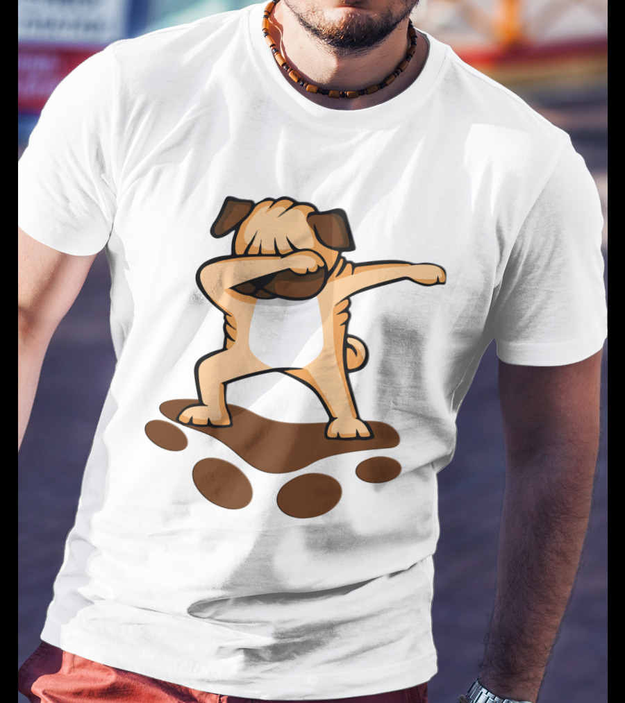 Dabbing Pug Dog With Paw Prints Funny Pug Owner T-Shirt