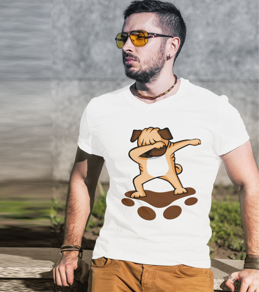 Dabbing Pug Dog With Paw Prints Funny Pug Owner T-Shirt