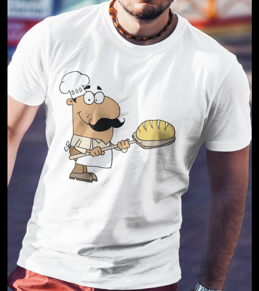 Hispanic Cartoon Bread Maker Man With Chef Hat And Loaf On Paddle T-Shirt