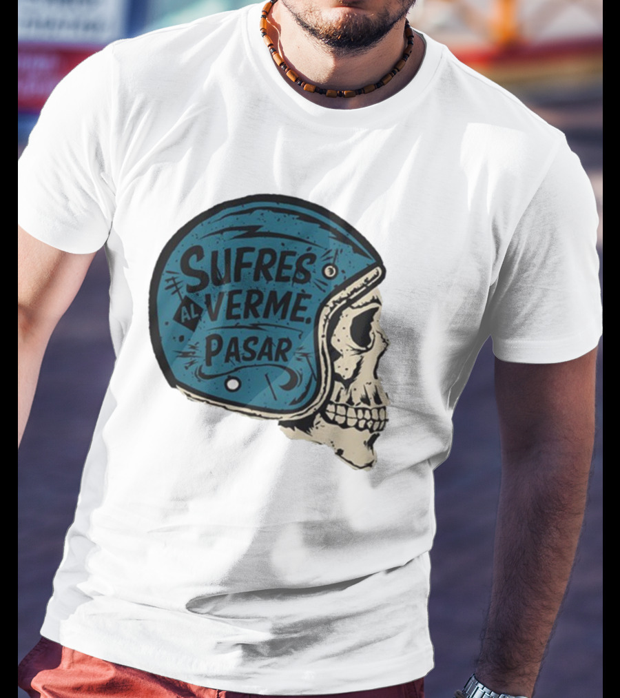 Sufres Al Verme Pasar Skull Helmet Cartoon Character T-Shirt