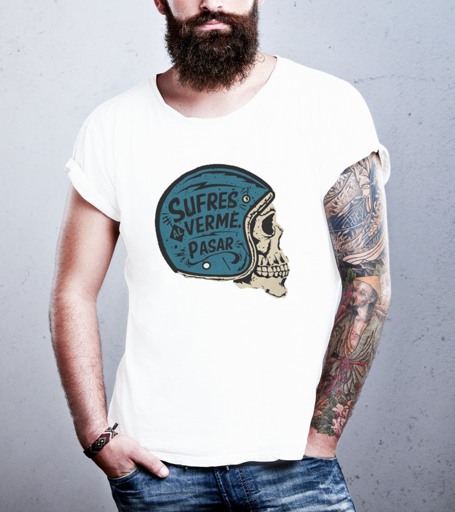 Sufres Al Verme Pasar Skull Helmet Cartoon Character T-Shirt
