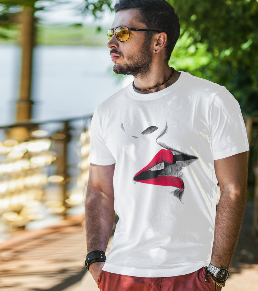 Good Morning I Love You Cool Red Lips T-Shirt