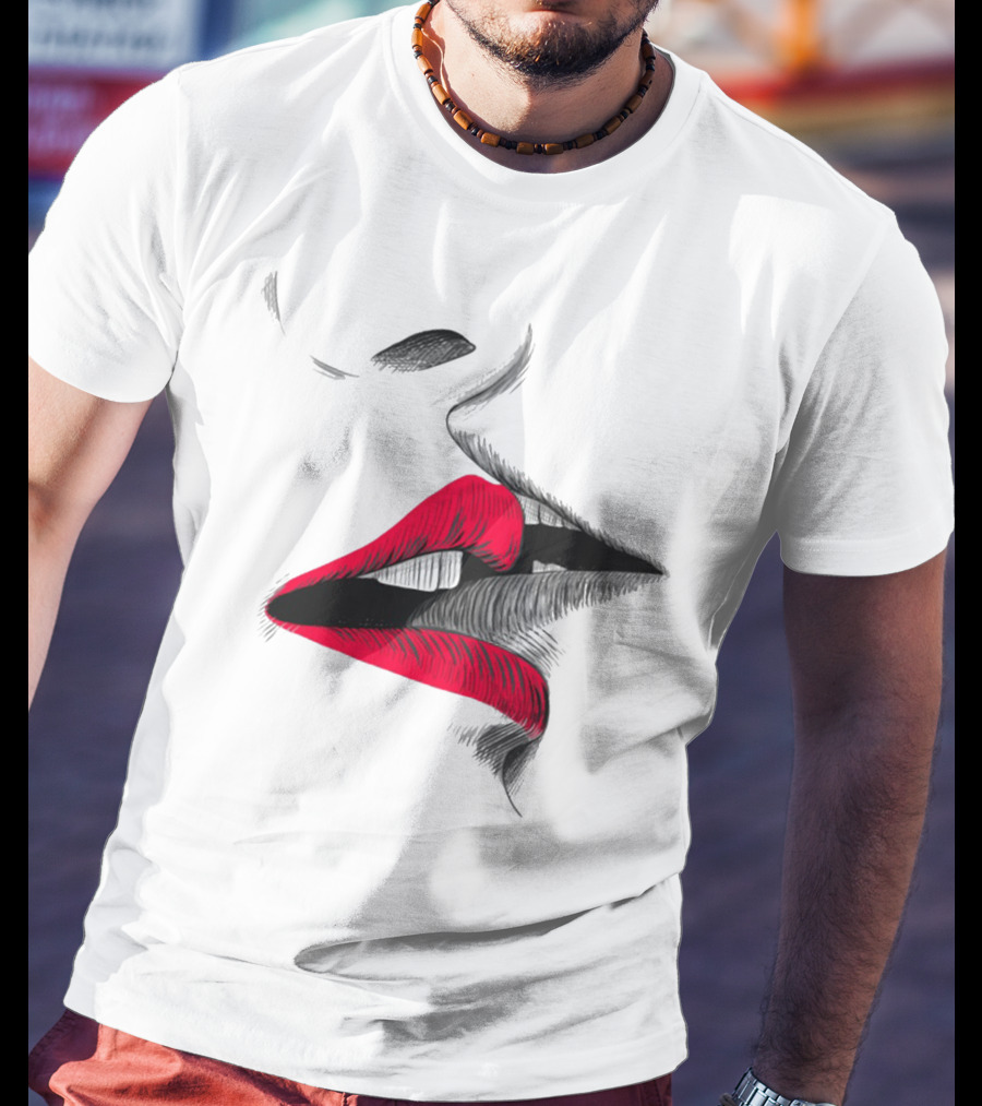 Good Morning I Love You Cool Red Lips T-Shirt