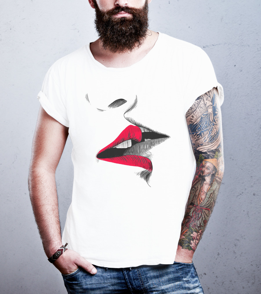 Good Morning I Love You Cool Red Lips T-Shirt