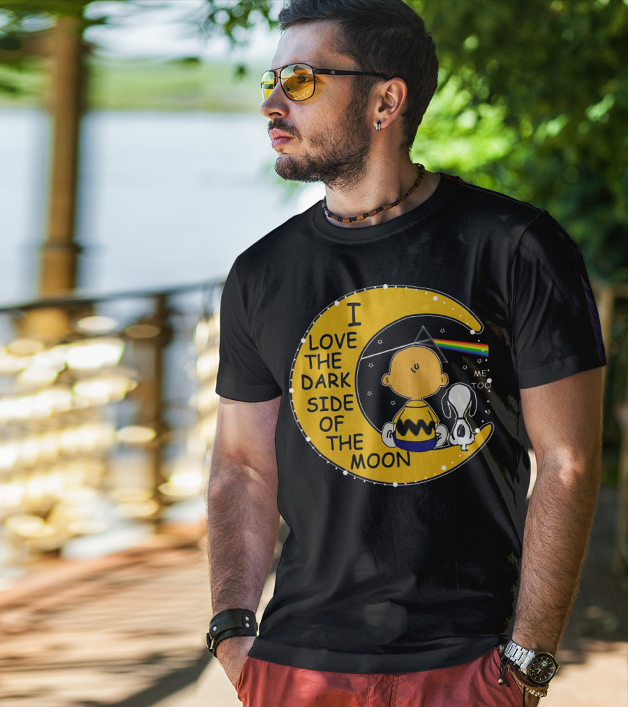 I Love The Dark Side Of The Moon Charlie Brown Snoopy Rainbow Prism Moon T-Shirt