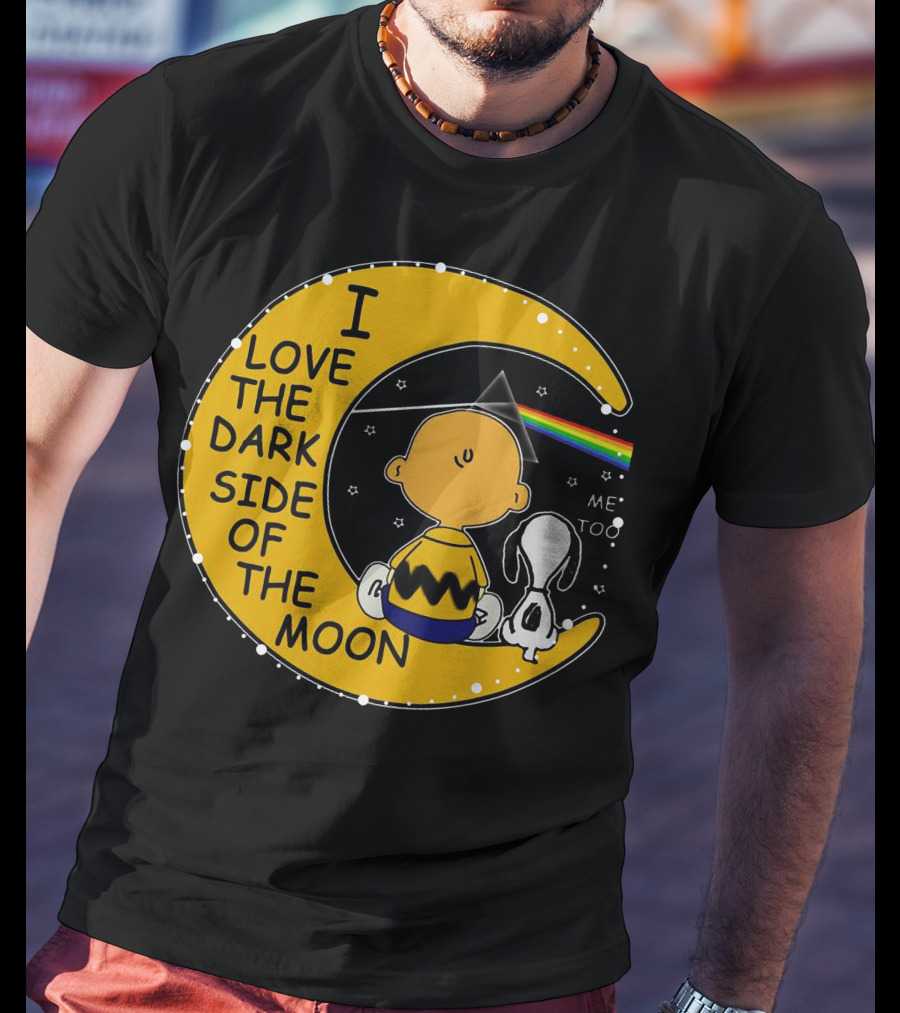 I Love The Dark Side Of The Moon Charlie Brown Snoopy Rainbow Prism Moon T-Shirt