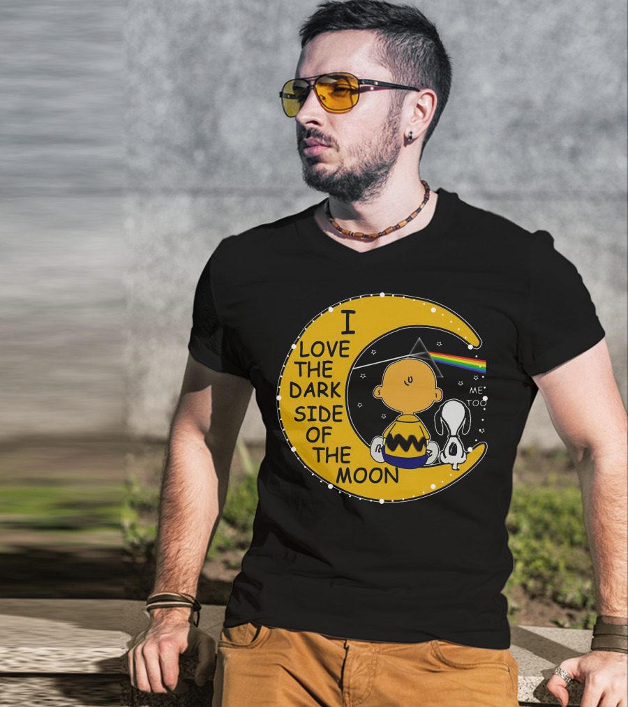 I Love The Dark Side Of The Moon Charlie Brown Snoopy Rainbow Prism Moon T-Shirt