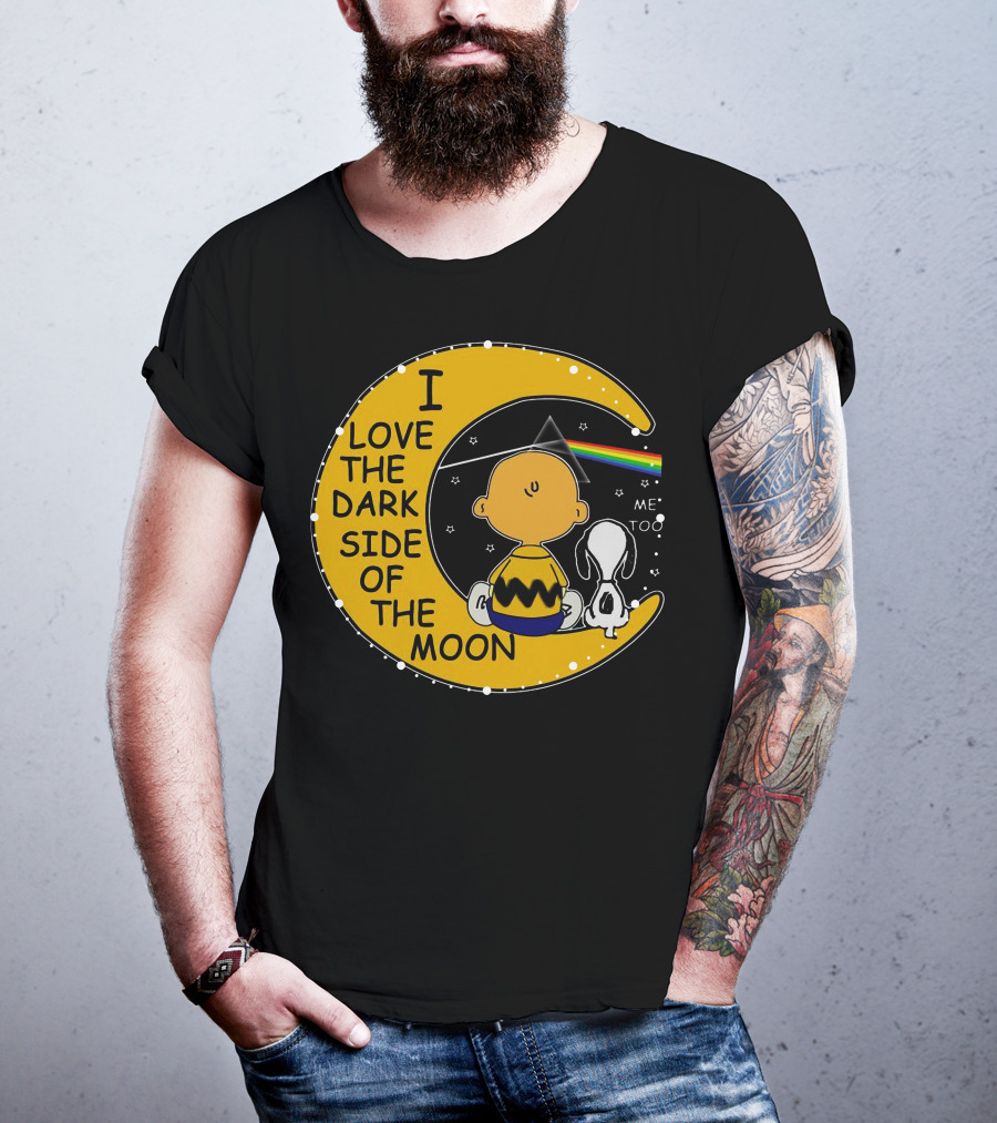 I Love The Dark Side Of The Moon Charlie Brown Snoopy Rainbow Prism Moon T-Shirt