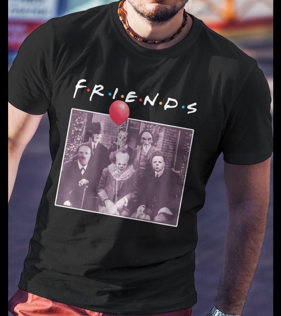 Horror Movie Characters Iconic Friends TV Show Parody Featuring Red Balloon T-Shirt