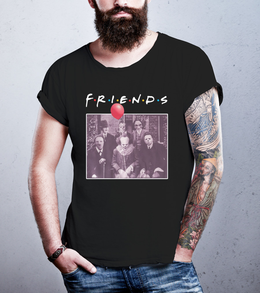 Horror Movie Characters Iconic Friends TV Show Parody Featuring Red Balloon T-Shirt