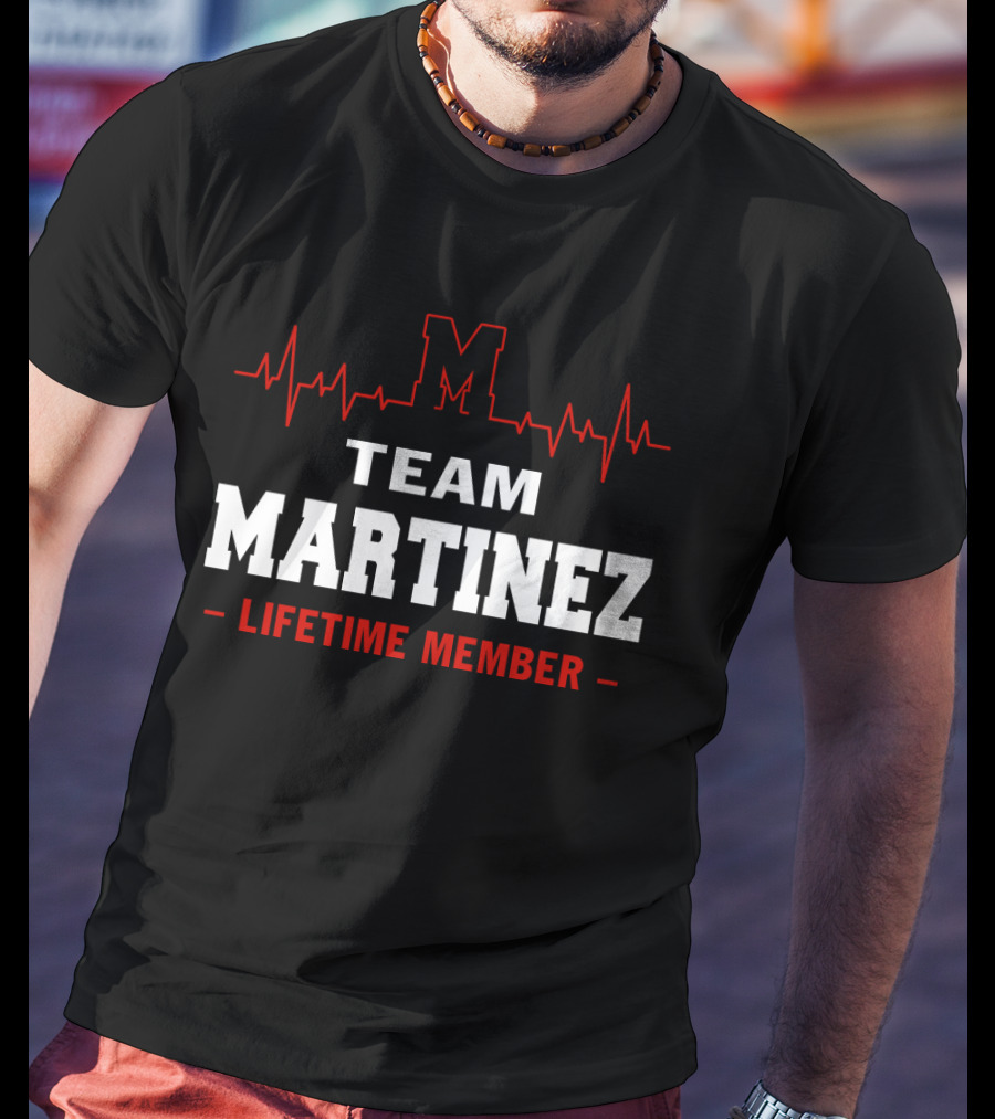 Team Martinez Lifetime Member Red Heartbeat Line M T-Shirt