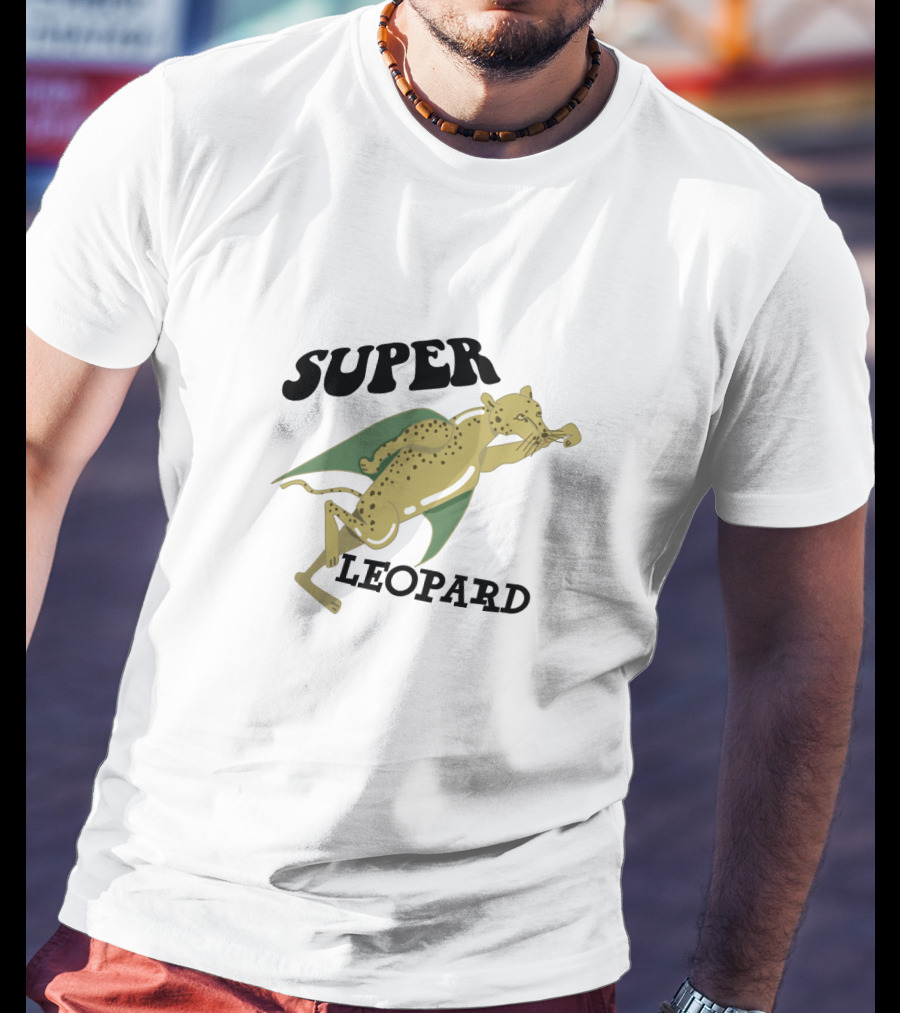 Super Leopard Flying Cape Hero Leap T-Shirt