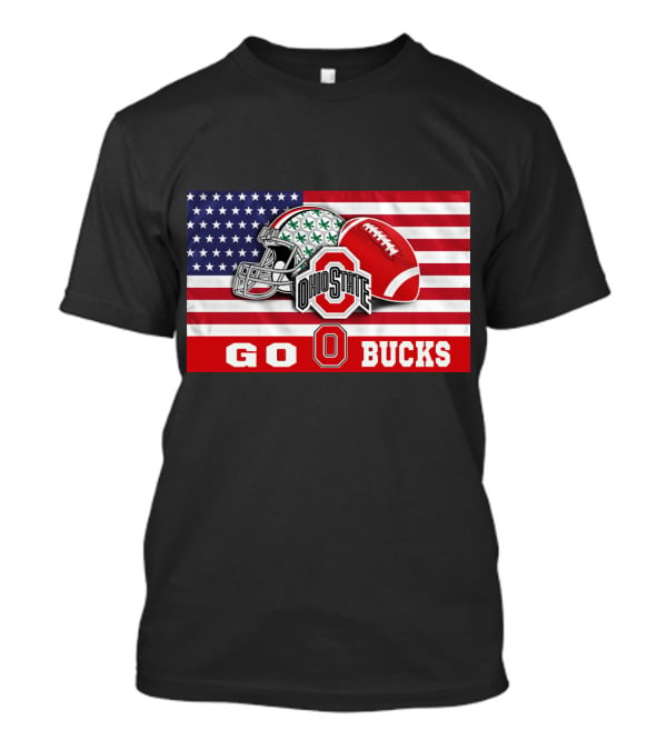 Ohio State Buckeyes Go Bucks American Flag Football Helmet T-Shirt