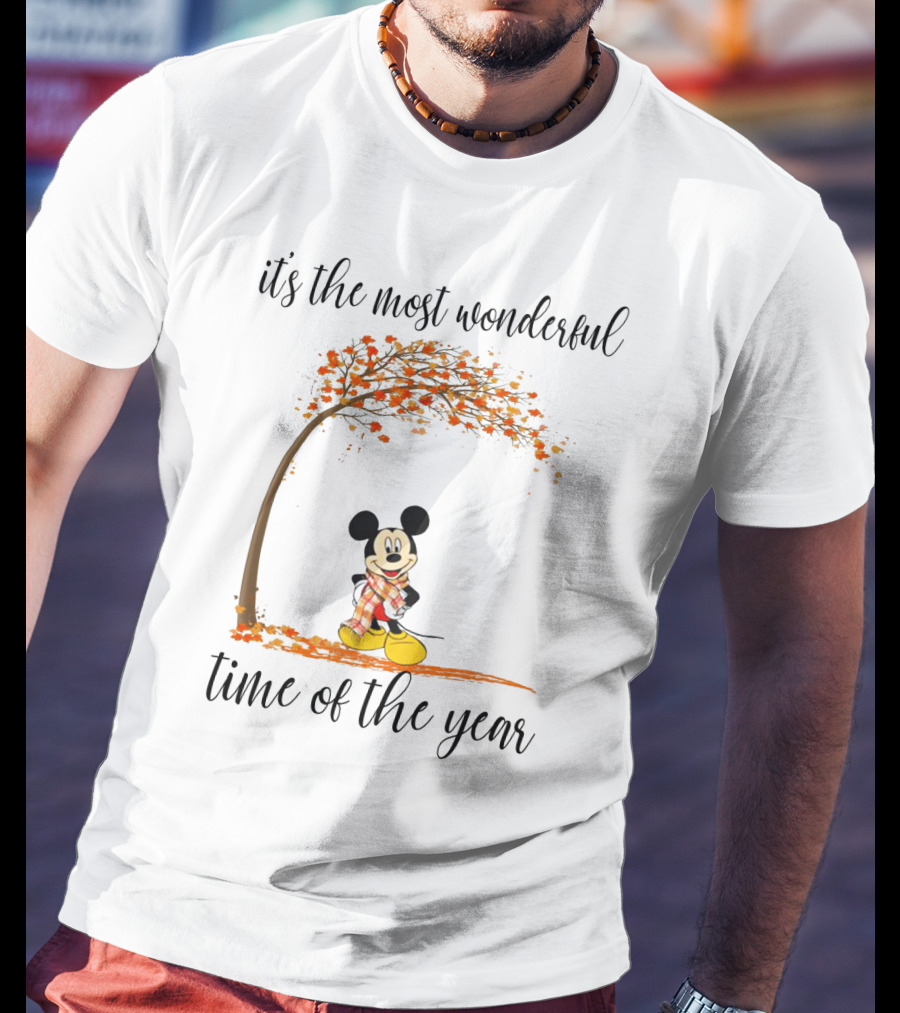 Disney Mickey It's The Most Wonderful Time Of The Year Autumn Tree T-Shirt