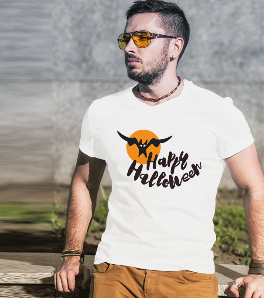 Happy Halloween Cartoon Bat T-Shirt