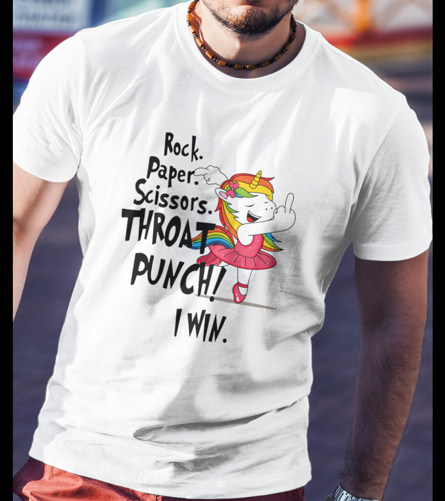 Unicorn Ballet Rock Paper Scissors Throat Punch I Win T-Shirt