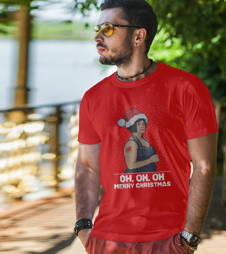 Oh Oh Oh Merry Christmas Santa Hat Tattoo T-Shirt