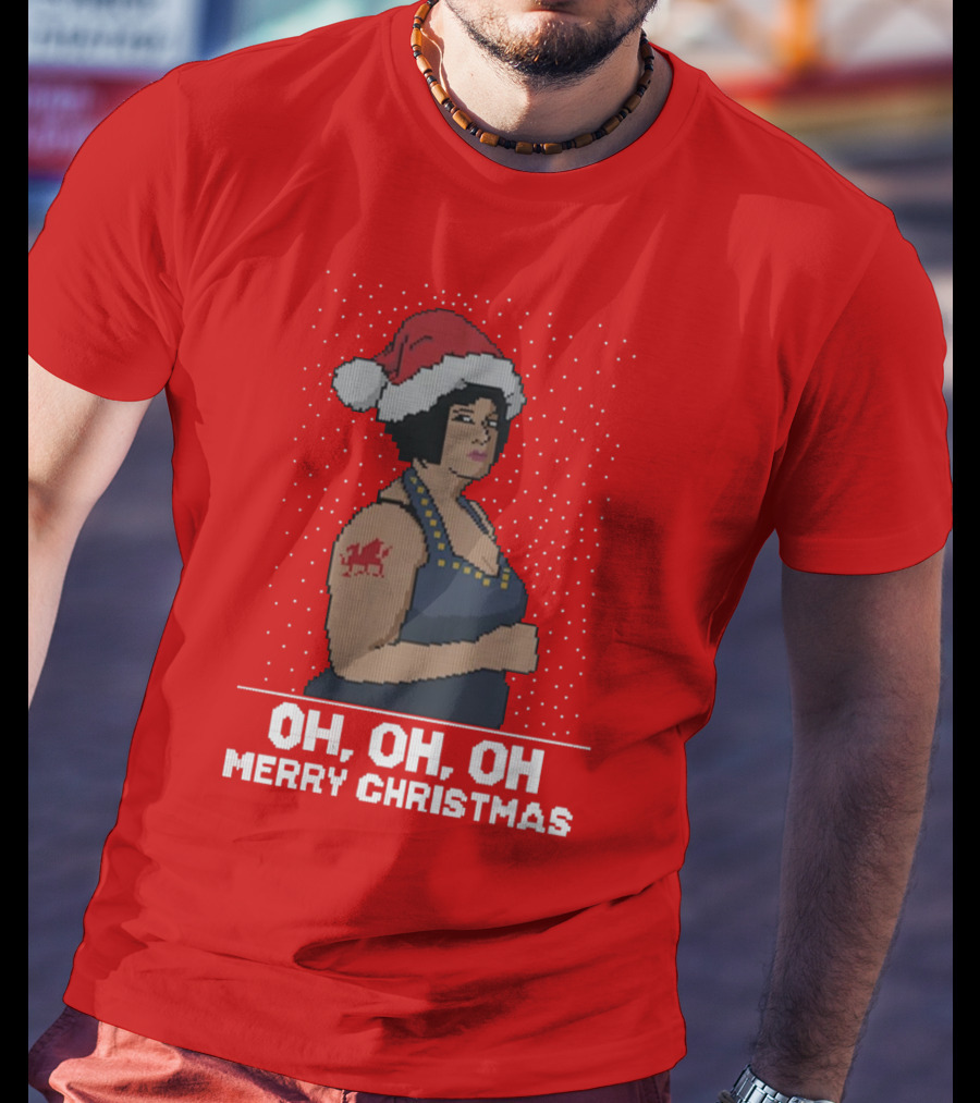 Oh Oh Oh Merry Christmas Santa Hat Tattoo T-Shirt