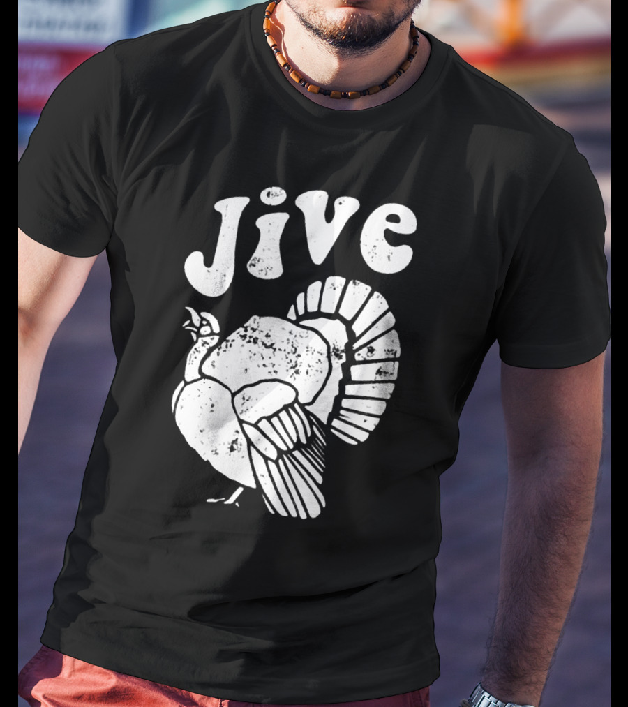 Thanksgiving Jive Turkey Retro Distressed Look T-Shirt