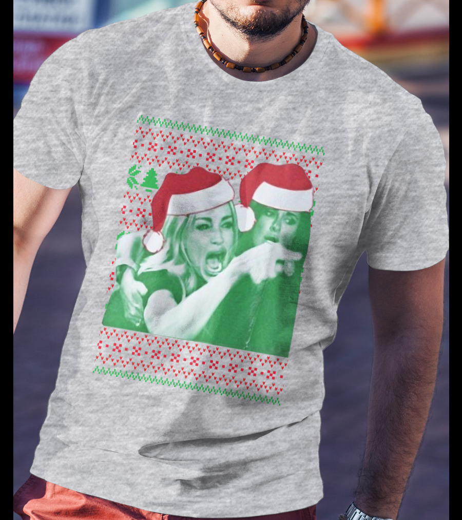 Woman Yelling At Cat Meme Christmas Santa Hats Raglan T-Shirt
