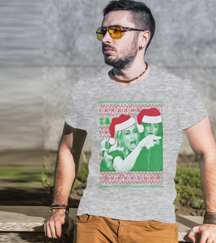 Woman Yelling At Cat Meme Christmas Santa Hats Raglan T-Shirt