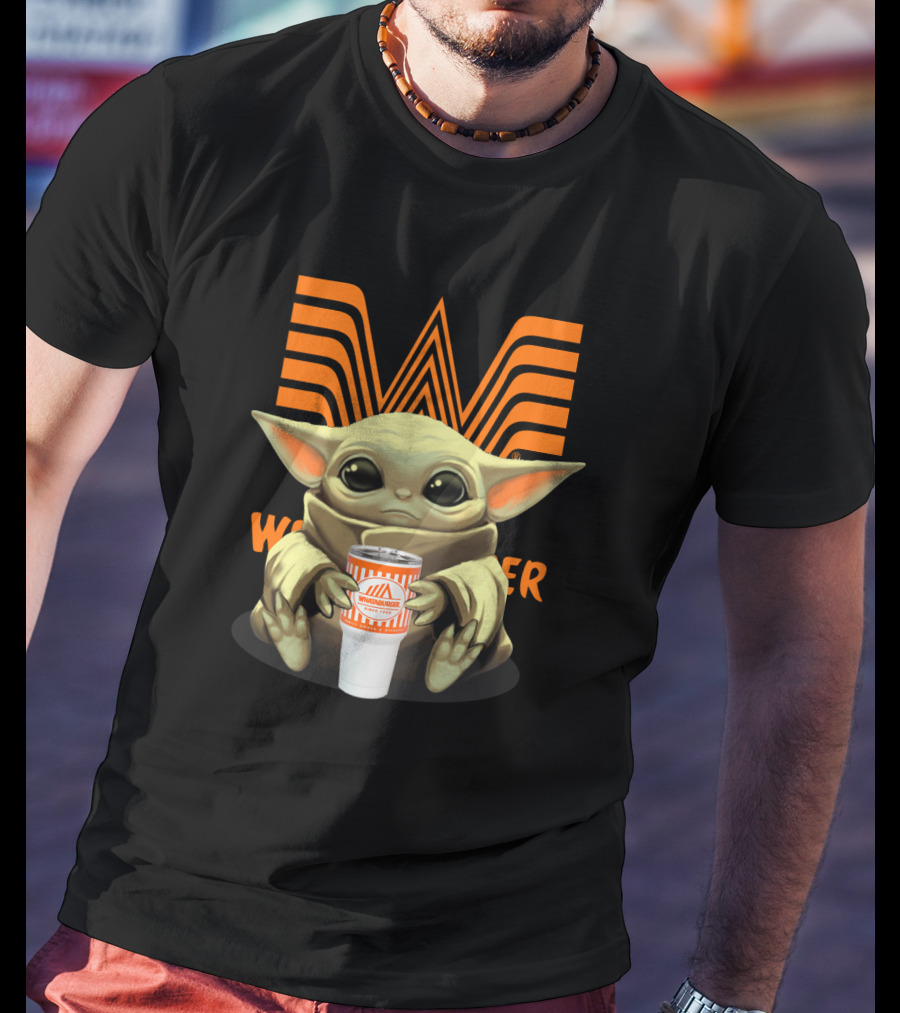 Baby Yoda Holding Whataburger Cup With Iconic Whataburger T-Shirt