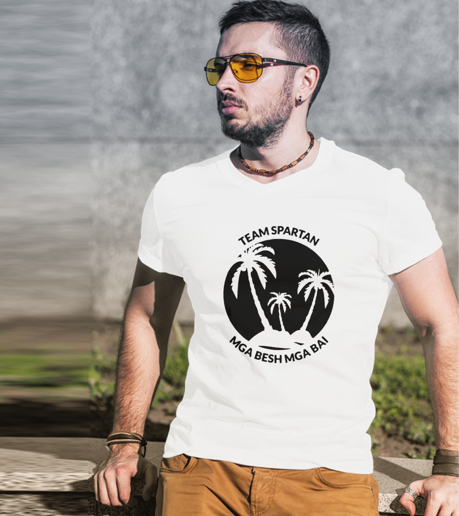 Team Spartan Mga Besh Mga Bai Tropical Palm Island T-Shirt