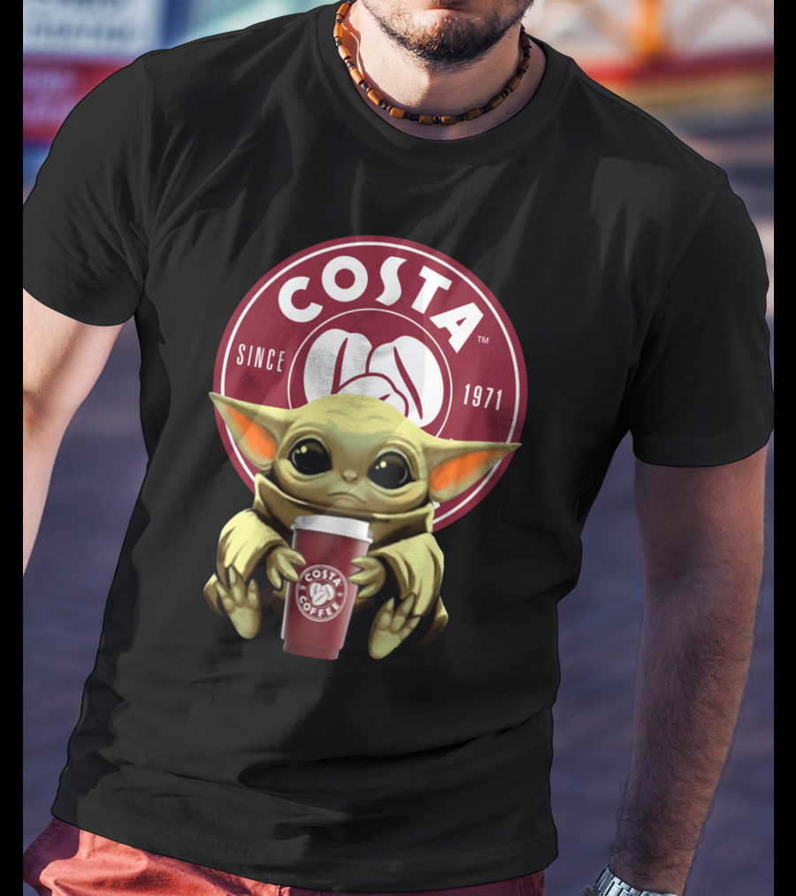 Baby Yoda Holding Costa Coffee Cup Since 1971 T-Shirt